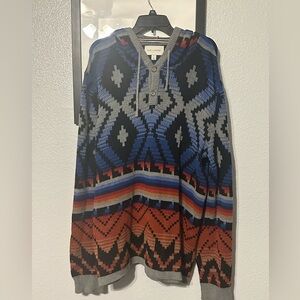 Sun Stone Hoodie Mens XL Southwestern Aztec Geometric Skater Pullover Sweater